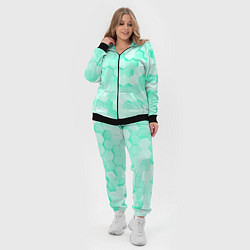 Женский 3D-костюм Ярко бирюзовые соты, цвет: 3D-черный — фото 2