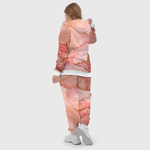 Женский костюм Текстура розового мрамора с золотом / 3D-Белый – фото 5