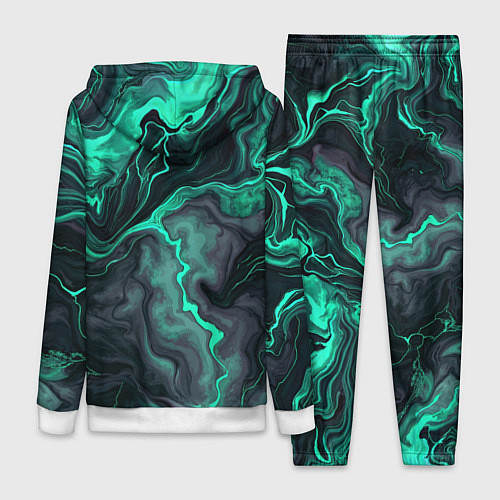 Женский костюм Бирюзовый мрамор на черном фоне / 3D-Белый – фото 2