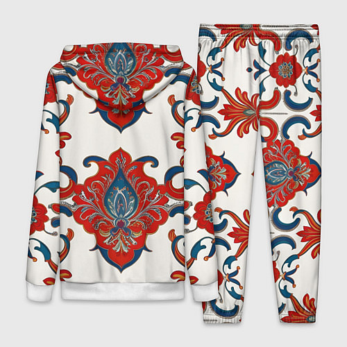 Женский костюм Узор красно-синий на белом фоне / 3D-Белый – фото 2