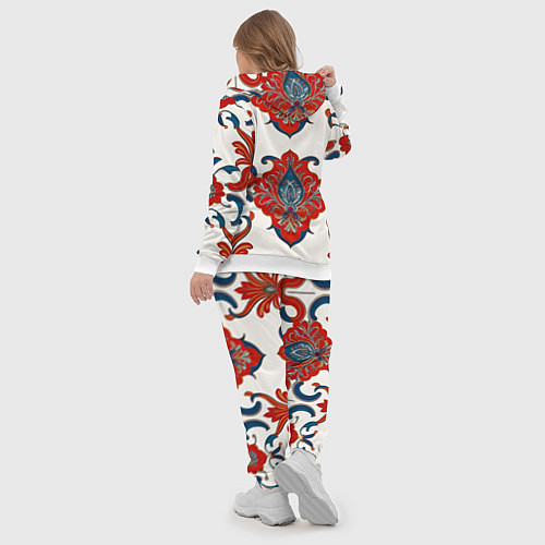 Женский костюм Узор красно-синий на белом фоне / 3D-Белый – фото 5
