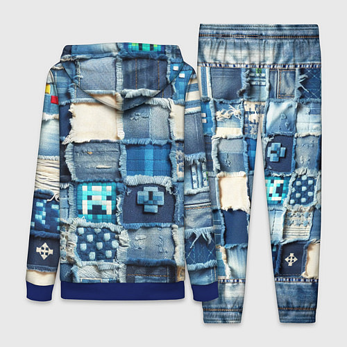 Женский костюм Пэчворк из Minecraft / 3D-Синий – фото 2