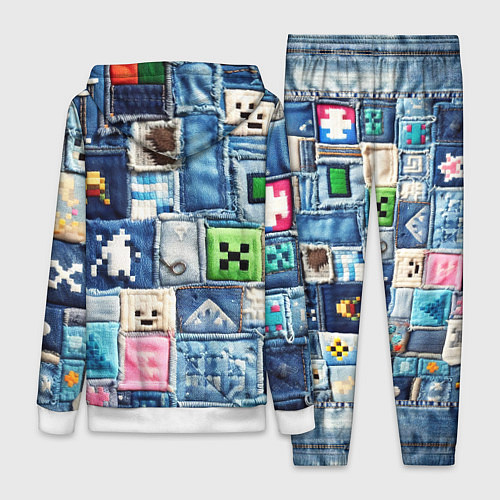 Женский костюм Minecraft на пэчворк джинсах / 3D-Белый – фото 2