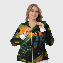 Женский 3D-костюм Лес из зеленых инопланетных деревьев в стиле Сальв, цвет: 3D-белый — фото 2