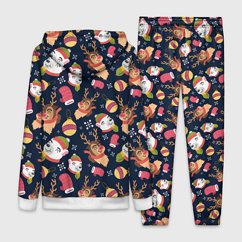 Женский костюм Новогодний детский паттерн с животными / 3D-Белый – фото 2