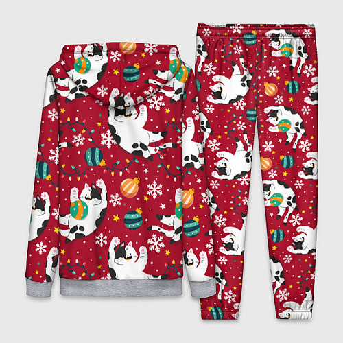 Женский костюм Новогодний паттерн с котиками / 3D-Меланж – фото 2