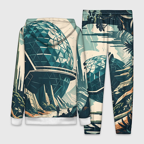 Женский костюм Фантастика круглое здание / 3D-Белый – фото 2