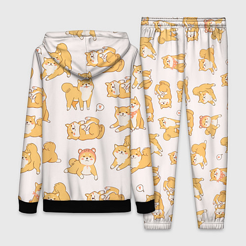 Женский костюм Паттерн сиба ину / 3D-Черный – фото 2