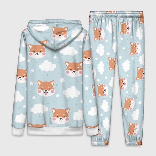 Женский костюм Узор сибу ину и облака / 3D-Белый – фото 2