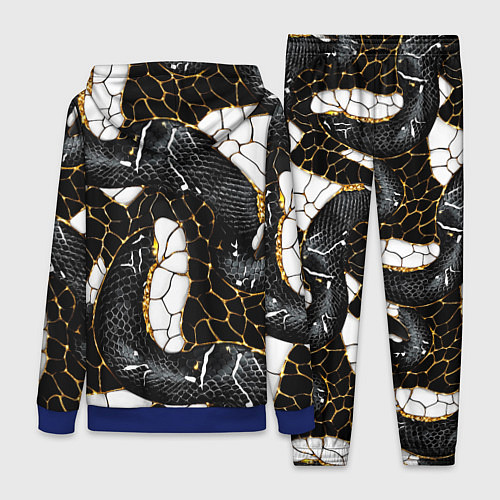 Женский костюм Змеиная черно-белая абстракция / 3D-Синий – фото 2