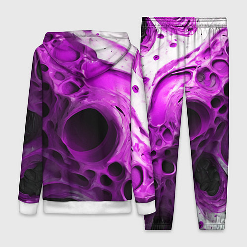 Женский костюм Фиолетово-белая абстрактная структура / 3D-Белый – фото 2