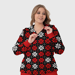 Женский 3D-костюм Red and white stars on a black background, цвет: 3D-красный — фото 2