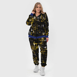 Женский 3D-костюм Бело-жёлтая абстракция на чёрном фоне, цвет: 3D-синий — фото 2
