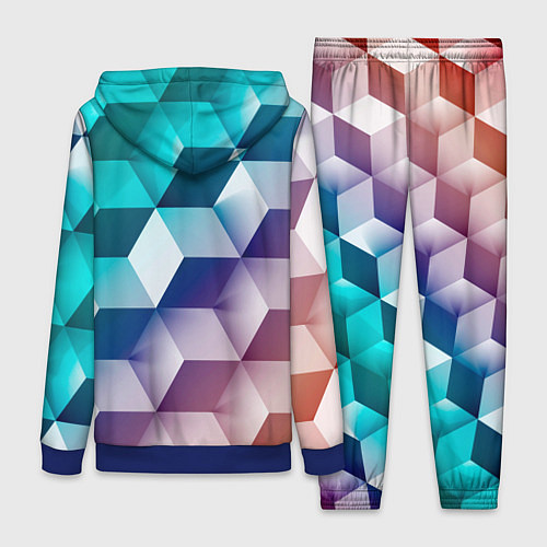 Женский костюм Объёмные разноцветные градиентные кубы / 3D-Синий – фото 2