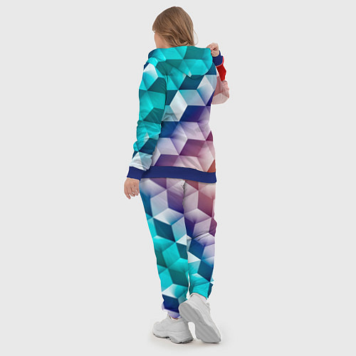Женский костюм Объёмные разноцветные градиентные кубы / 3D-Синий – фото 5