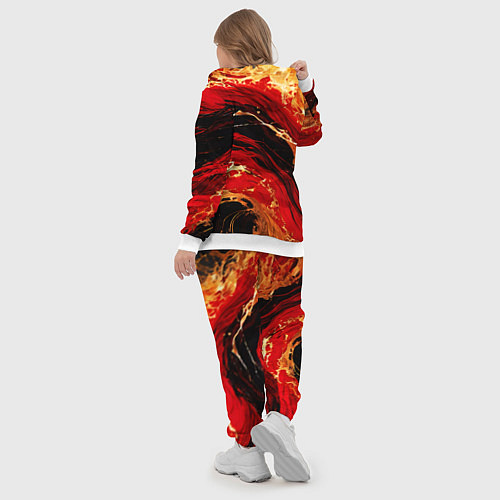 Женский костюм Красно-золотые брызги на чёрном фоне / 3D-Белый – фото 5