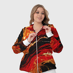 Женский 3D-костюм Красно-золотые брызги на чёрном фоне, цвет: 3D-белый — фото 2