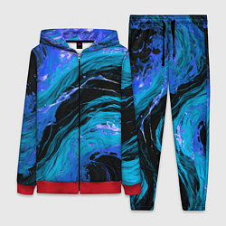 Женский 3D-костюм Синие брызги на чёрном фоне, цвет: 3D-красный