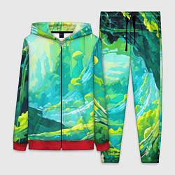 Женский 3D-костюм Зелёная кислотная абстракция, цвет: 3D-красный