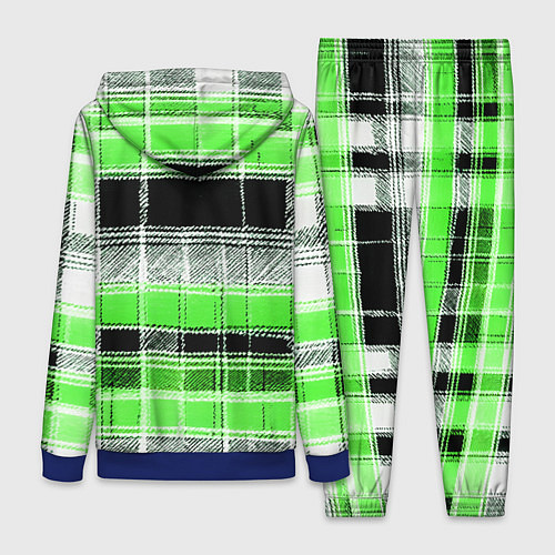 Женский костюм Белые полосы на чёрно-зелёном фоне / 3D-Синий – фото 2