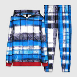 Женский 3D-костюм Чёрные полосы на сине-белом фоне, цвет: 3D-красный