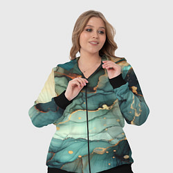 Женский 3D-костюм Бирюзовый узор с оранжевыми вставками, цвет: 3D-черный — фото 2