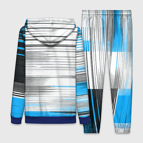 Женский костюм Чёрные вертикальные полосы на сине-белом фоне / 3D-Синий – фото 2