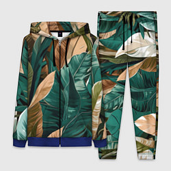 Женский 3D-костюм Крупные листья в тропиках, цвет: 3D-синий