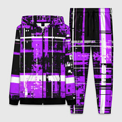 Женский 3D-костюм Фиолетово-белый гранж на чёрном фоне, цвет: 3D-черный