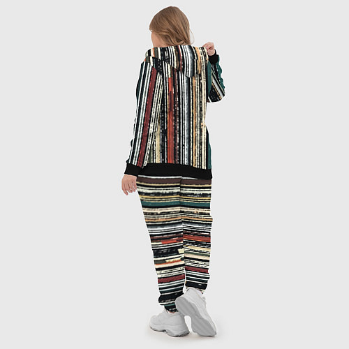 Женский костюм Полосатый красно-зелёный рваные полосы / 3D-Черный – фото 5