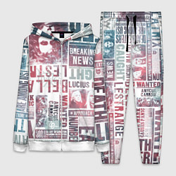 Женский 3D-костюм Паттерн газеты - Гарри Поттер Сириус Блэк и Люциус, цвет: 3D-белый