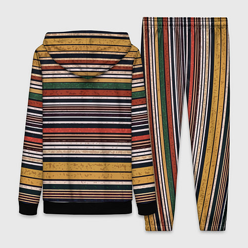 Женский костюм Жёлто-зелёный текстурные полосы / 3D-Черный – фото 2