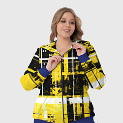 Женский 3D-костюм Жёлто-белый гранж на чёрном фоне, цвет: 3D-синий — фото 2