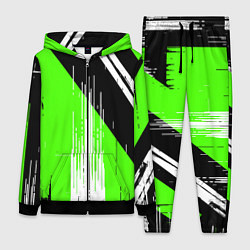 Женский 3D-костюм Вертикальные чёрные линии на зелёно-белом фоне, цвет: 3D-черный