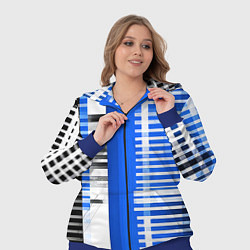 Женский 3D-костюм White stripes on a black and blue background, цвет: 3D-синий — фото 2