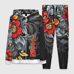 Женский 3D-костюм Россия - цветочный узор, цвет: 3D-белый