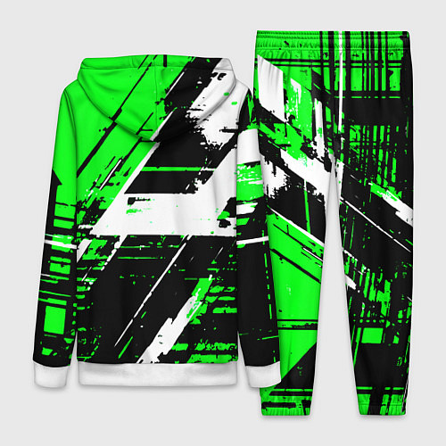 Женский костюм Diagonal black and white stripes on a green backgr / 3D-Белый – фото 2