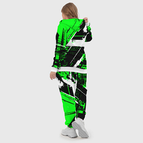 Женский костюм Diagonal black and white stripes on a green backgr / 3D-Белый – фото 5