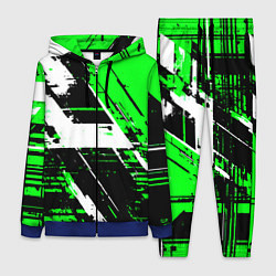 Женский 3D-костюм Diagonal black and white stripes on a green backgr, цвет: 3D-синий