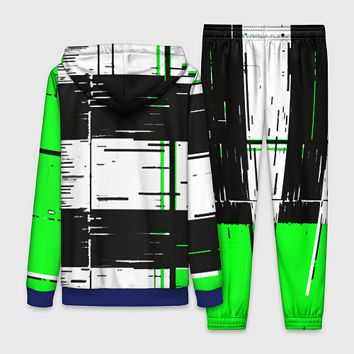 Женский костюм Зелёные и чёрные полосы на белом фоне / 3D-Синий – фото 2