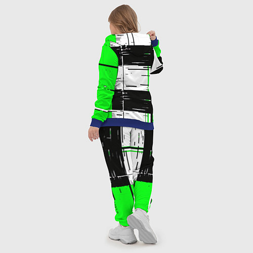 Женский костюм Зелёные и чёрные полосы на белом фоне / 3D-Синий – фото 5