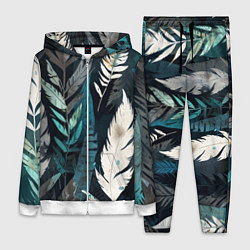 Женский 3D-костюм Перья и листья, цвет: 3D-белый