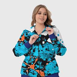 Женский 3D-костюм Оранжево-голубая абстракция на белом фоне, цвет: 3D-синий — фото 2
