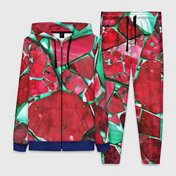 Женский 3D-костюм Зеленый минерал в красном камне, цвет: 3D-синий