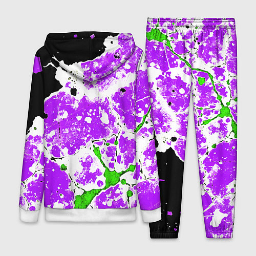 Женский костюм Зелёно-фиолетовая абстракция на чёрном фоне / 3D-Белый – фото 2