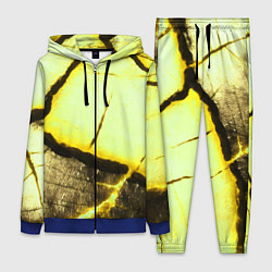 Женский 3D-костюм Трещины на абстрактном жёлтом фоне, цвет: 3D-синий