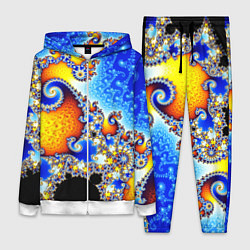 Женский 3D-костюм Фрактальный узор текстура синий, цвет: 3D-белый