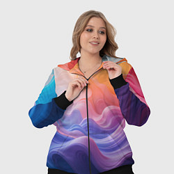 Женский 3D-костюм Волны разноцветных красок, цвет: 3D-черный — фото 2