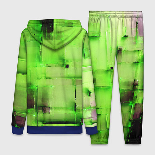 Женский костюм Чёрные пятна на зелёном фоне абстракция / 3D-Синий – фото 2