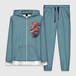 Женский 3D-костюм Яркое сердце из кораллов в морском стиле, цвет: 3D-белый